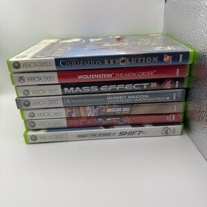 Xbox 360 Game Lot 7 Games Mass Effect Wolfenstein Civilization NFS